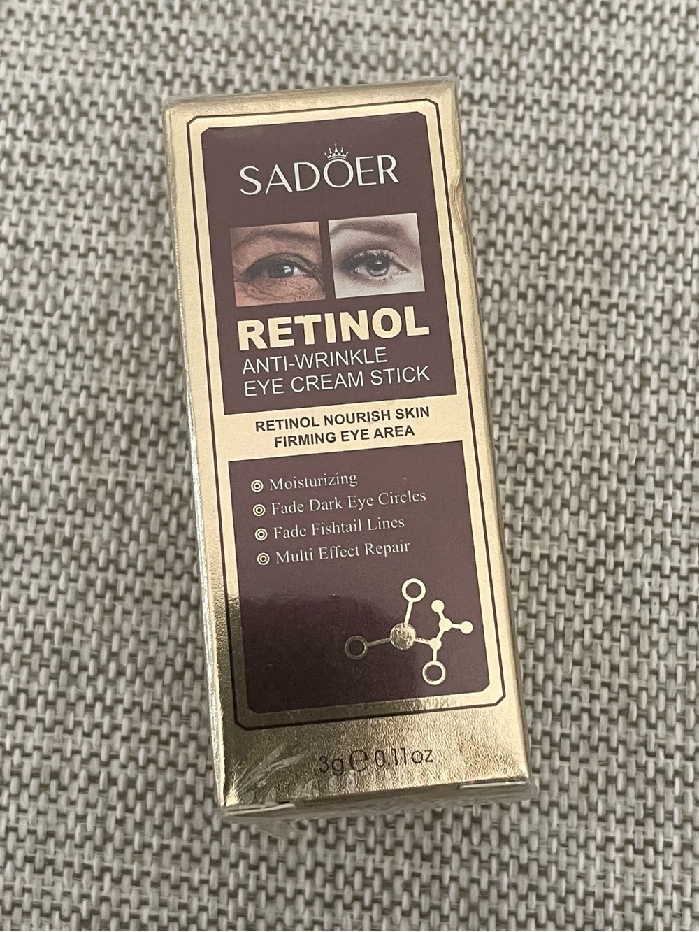 Retinol Anti-Wrinkle Eye Cream Stick — Gold & Burgundy